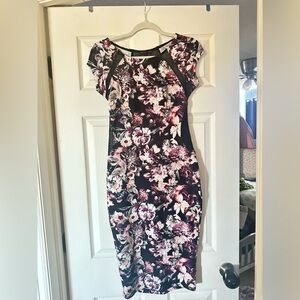 Material Girl Women's Floral Mesh Top - Black and Purple